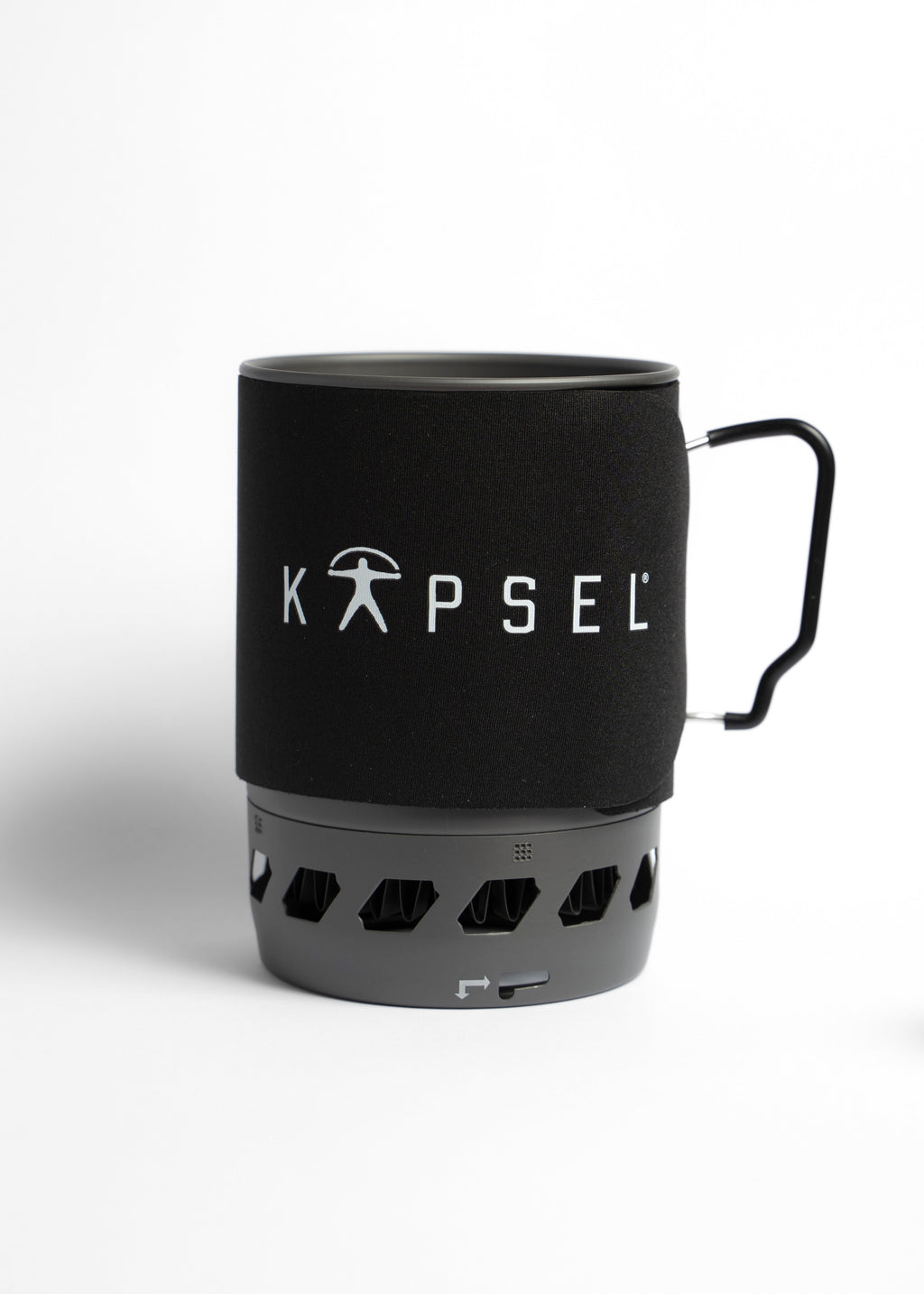 Black KAPSEL 1.1L Compact Gas Stove on a white background