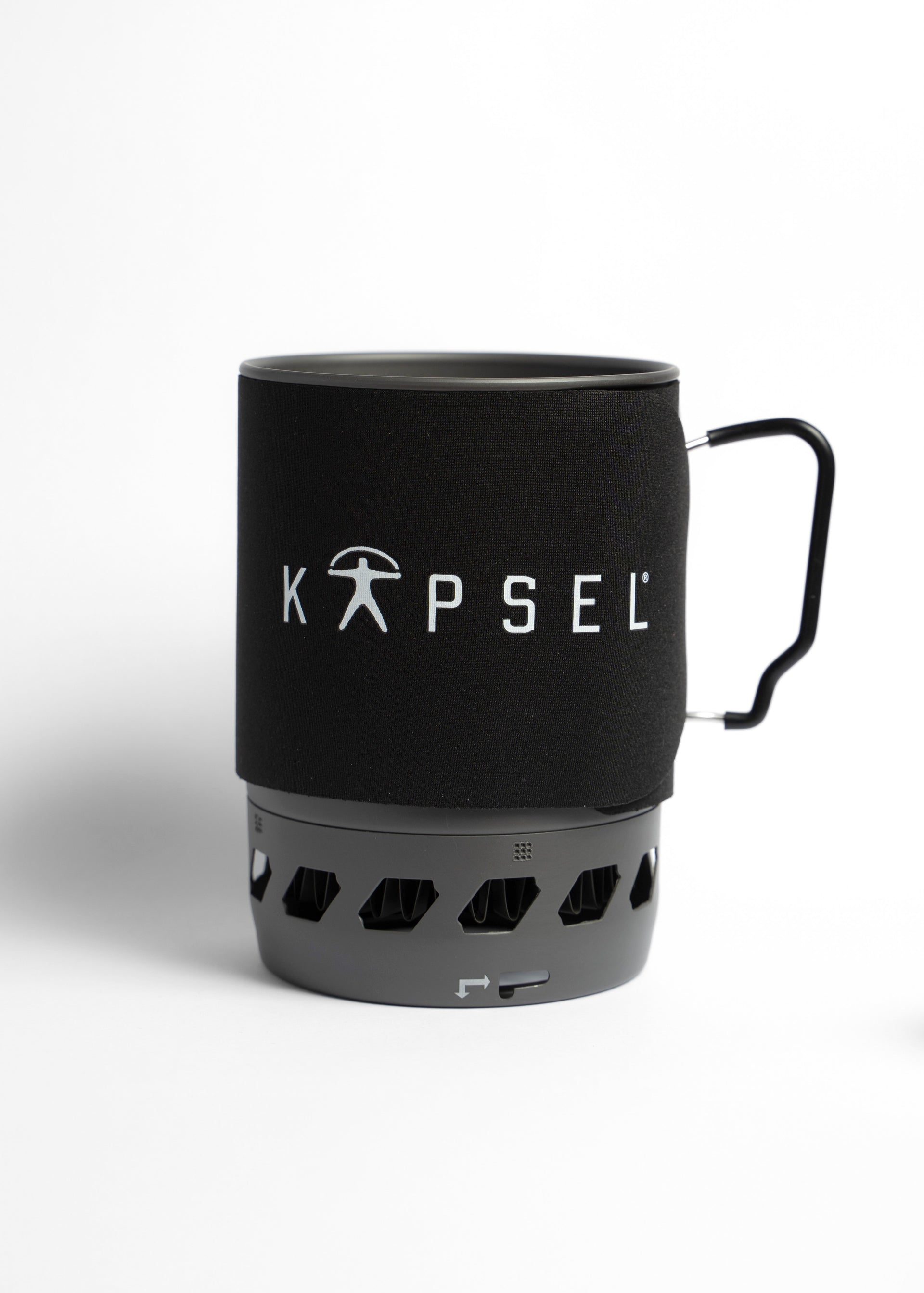 Black KAPSEL 1.1L Compact Gas Stove on a white background