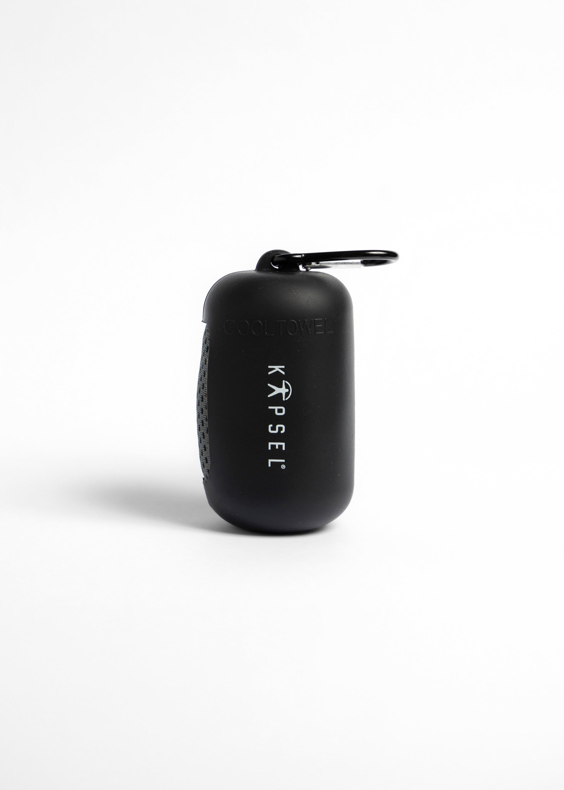 Black KAPSEL Micro Fiber Towel  product on a white background