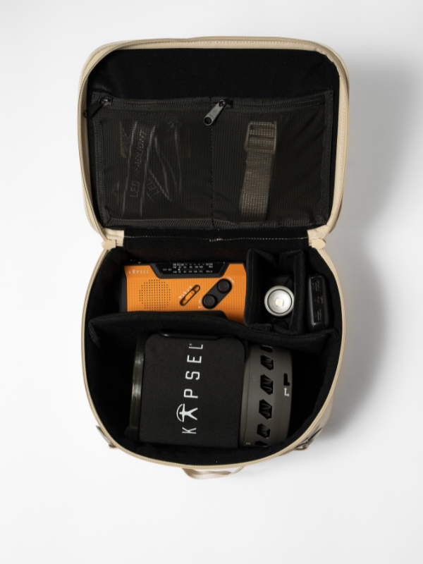 Crank radio, power bank and headlamp